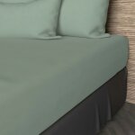 Drap housse en coton 57 fils 200x200 cm uni vert d'eau, par soleil d'ocre