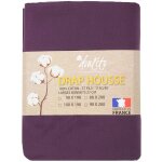 Doulito - drap housse 90x200 cm - made in france - coton - prune