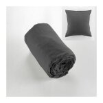 Drap housse flanelle chaude 140 x 190 cm bonnet 30 cm + 2 taies 63 x 63 anthracite