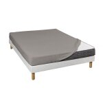 Drap housse gris jersey coton lycra tencel 100x190