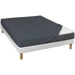 Terre de nuit - drap housse jersey anthracite bonnet 30 cm 100% coton biologique 200x200
