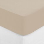 Drap - housse en percale beige 160x200 cm ? atmosphera cr�ateur d'int�rieur