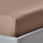Homescapes - drap - housse marron 100% coton bio 400 fils 140 x 190 cm