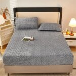 Drap - housse en peluche polaire 90 x 200 cm, gris, doux et moelleux au toucher cachemire, surmatelas ...
