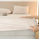 Drap housse en polaire 180x200 bonnet 25 cm blanc crme - toucher cachemire - drap de lit toison de lait ...