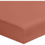 Terre de nuit - drap housse terracotta 100% coton bonnet 30 cm 110x190 cm