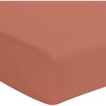 Drap housse terracotta 100% coton bonnet 40 cm 140x200 cm