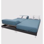 Soleil d ocre - drap housse tpr en coton 57 fils 2x70x190 cm uni bleu canard, par soleil d'ocre