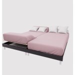 Soleil d ocre - drap housse tpr en coton 57 fils 2x80x200 cm uni vieux rose, par soleil d'ocre