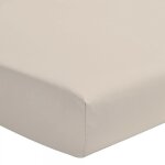 Drap housse uni coton 57 fils beige creme 140x190 cm bonnet 30 cm