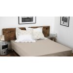 Home linge passion - drap housse uni coton 57 fils beige creme 140x190 cm bonnet 35 cm