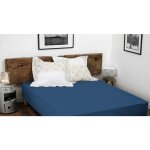 Drap housse uni coton 57 fils bleu 140x190 cm bonnet 35 cm