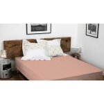 Home linge passion - drap housse uni coton 57 fils rose 140x190 cm bonnet 35 cm