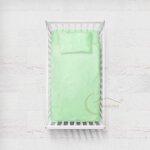 Drap pedro complet pour lit bb en coton pur de couleur unie vert clair