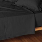 Drap plat 1 personne 180x290 cm - 100% coton - noir