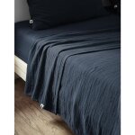 L'effet papillon - drap plat 270 x 300 cm double gaze de coton luxe gaa bleu marine