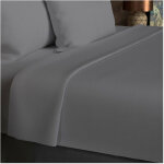 Soleil d ocre - drap plat en coton 57 fils 260x300 cm uni gris, par soleil d'ocre
