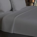 Soleil d ocre - drap plat en coton 57 fils 180x290 cm uni gris, par soleil d'ocre