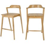 Lot de 2 chaises de bar en teck h65cm - bois - joko Lot de 2 chaises de bar en teck h65cm - bois - joko