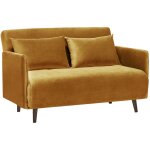 Drawer - canap convertible 2 places en velours l120cm - jaune moutarde - belushi