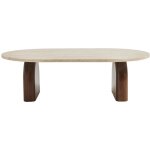 Drawer - table basse en effet travertin et bois 100x60cm - beige - lipali