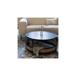 Drawer - table basse ronde 80 cm naturel et noir - guam Drawer - table basse ronde 80 cm naturel et noir - guam