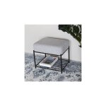 Drawer - tabouret 50x35x45 cm en tissu gris et mtal noir