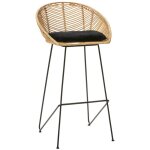 Drawer - tabouret de bar en rotin 76cm - naturel - naulu