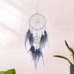 Dream catcher, boho handmade dreamcatcher avec des plumes grises, feather dream catchers girls wall hanging ...