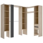 Vente - unique - dressing d'angle extensible dorian - l164 / 234 cm - ch�ne et gris