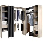 Vente - unique - dressing d'angle extensible gontran - l164 / 214 cm - ch�ne et anthracite