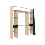 Dressing artic avec rideau - l 198 x h 203 cm - 2 colonnes + 2 penderies + 2 tiroirs - chene jackson ...