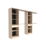 Dressing extensible - 2 colonnes avec 2 tiroirs et 10 tageres + 4 penderies - dcor chene - l 320 x ...