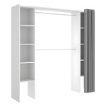 Mobimarket - dressing extensible dorian avec rideau - l110 / 180 cm - coloris : blanc et gris Mobimarket - dressing extensible dorian avec rideau - l110 / 180 cm - coloris : blanc et gris