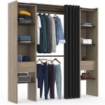 Dressing extensible double meryl 120 / 180 x 50 x 180 cm h�tre avec �tag�res h�tre + double penderie ...