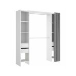 Kit - dressing extensible avec rideau et 4 tiroirs - suit - blanc - l 180 - 113 x p 50 x h 205 cm