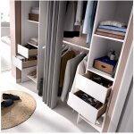 Dressing ouvert avec tiroirs et rideau vesto - graphite / naturel