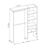 Dressing avec rideau et tiroir istar - graphite / naturel