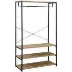 Sweeek - dressing. vestiaire. portemanteau en mtal noir et dcor bois. loft. 3 tagres. une barre de ...