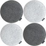 No brand - 4 coussins de chaiseen feutre � 35cm rond 30mm souple chaud r�versible gris