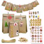 Calendrier de l'avent diy - 24 sacs cadeaux sac en papier 100 stickers guirlande