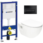 Geberit - pack bti - support + wc sans bride swiss aqua technologies + abattant softclose + plaque noir ...