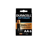 Pack de 6 piles duracell optimum aa 1, 5 v lr06 noir