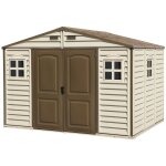 Duramax - abri de jardin ivoire et marron 7, 68 m2 premium pvc woodstyle 10x8 - duws108pr