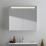Duravit - armoire de toilette en aluminium 2 portes miroir avec clairage led pour salle de bain et toilette ...