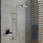 Duravit - colonne de douche syst�me de douche mural en laiton chrom� avec m�langeur, pommeau de douche ...