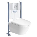 Duravit - pack wc suspendu sans bride d - neo + bti support grohe rapid sl projet + abattant + plaque ...