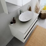 Duravit - vasque lavabo design ovale  poser lave main fonte minrale salle de bain - noir mat / blanc ...