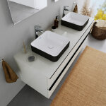 Duravit - vasque lavabo rectangulaire design  poser lave main fonte minrale salle de bain - noir mat ...