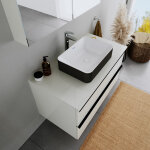 Duravit - vasque lavabo rectangulaire design  poser lave main fonte minrale salle de bain - noir mat ...